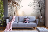 Флизелиновые фотообои на стену природа 368x280 см Утренний осенний пейзаж лесной поляны (14601V10) +клей