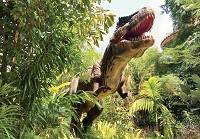 Флизелиновые 3д фотообои в детскую комнату мальчика 416x254 см Огромный динозавр в тропическом лесу (14602VEXXXL) +клей - вид 1 миниатюра