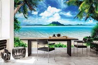 Море флизелиновые фотообои 312x219 см ЗD Природа Океан Небо Морской пляж в тропиках (14604VEXXL) +клей