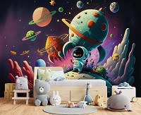 Космос флизелиновые фотообои 416x254 см Детские для мальчиков Посадка ракеты на планете (14615VEXXXL)+клей