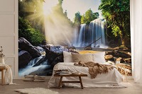 Флизелиновые фотообои для зала 368x254 см 3D Природа Пейзаж Большие камни и водопад (14618V8)+клей - вид 7 миниатюра