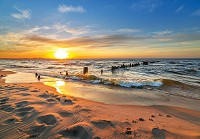 Флізелінові фотошпалери хвилями 416x254 см 3D Схід сонця над морським пляжем (14620VEXXXL)+клей - вид 1 мініатюра