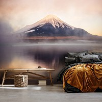 Флизелиновые фотообои в спальню природа 368x254 см Пейзаж - Озеро у подножия горы Фудзи (14626V8)+клей