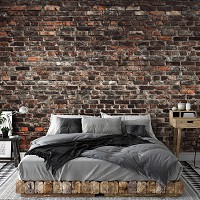 Флизелиновые фотообои для спальни  стиль лофт 254x184 см Имитация старой кирпичной стены (14627V4)+клей