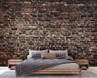 Флизелиновые фотообои в спальню  стиль лофт 312x219 см Имитация старой кирпичной стены (14627VEXXL)+клей