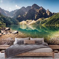 Флизелиновые фотообои природа 416x254 см 3D Пейзаж Чистое озеро в горах (14628VEXXXL)+клей