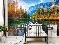 Флизелиновые 3д фотообои природа 416x254 см Пейзаж прозрачный водоем в лесных горах (14630VEXXXL) +клей - вид 6 миниатюра