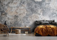 Флизелиновые фотообои в зал 312x219 см Цветы белые розы на старой бетонной стене (14631VEXXL)+клей