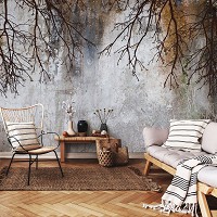 Флизелиновые фотообои 416x254 см Имитация бетонных деревьев модерн (14638VEXXXL)+клей