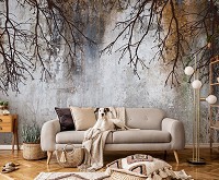 Флізелінові фотошпалери 254x184 см Імітація бетонних дерев модерн (14638V4)+клей