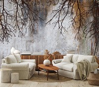 Флизелиновые фотообои 312x219 см Имитация бетонных деревьев модерн (14638VEXXL)+клей