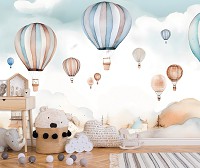 Флизелиновые фотообои 416x254 см Для детей сказочные акварельные воздушные шары (14648VEXXXL)+клей