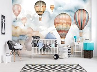 Флизелиновые фотообои небеса 520x318 см В детскую воздушные шары на аквареле (14649VEXXXXXL)+клей