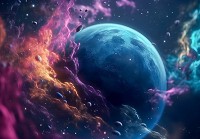 Флізелінові фотошпалери космос 416x254 см Фантастичний космічний пейзаж планети в кольорі (14659VEXXXL)+клей - вид 1 мініатюра