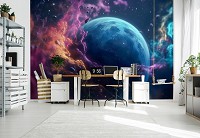 Флизелиновые фотообои 416x290 см Фантастический космический пейзаж планеты в цвете (14659VEXXXXL) +клей