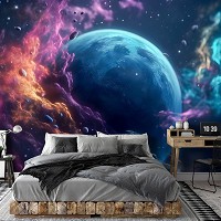Флизелиновые фотообои космос 312x219 см Фантастический космический пейзаж планеты в цвете (14659VEXXL) +клей