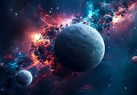 Флизелиновые фотообои 312x219 см Фантастический пейзаж на фоне космического хаоса (14660VEXXL) +клей - вид 1 миниатюра