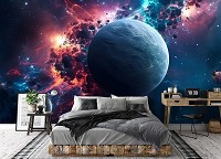 Флизелиновые фотообои 312x219 см Фантастический пейзаж на фоне космического хаоса (14660VEXXL) +клей