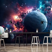 Темный космос флизелиновые фотообои 416x290 см Фантастический пейзаж на фоне космического хаоса (14660VEXXXXL) +клей