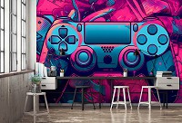 Флизелиновые фотообои детские 416x290 см Геймпад плейстейшен PS4 в разноцветном цвете (14661VEXXXXL)+клей