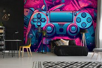 Флизелиновые детские фотообои красивые 254x184 см Геймпад плейстейшен PS4 в разноцветном цвете (14661V4)+клей