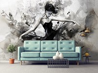 Флизелиновые фотообои 520x318 см Черно-белый рисунок бетонной танцовщицы (14662VEXXXXXL)+клей