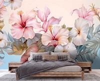 Флизелиновые фотообои 312x219 см Красочный букет цветов с вкраплениями листьев (14665VEXXL)+клей