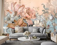 Флизелиновые фотообои 520x318 см Цветы нежных оттенков на фоне бетонной стены (14667VEXXXXXL)+клей