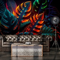 Зелень флизелиновые фотообои 416x290 см Листья джунглей в темно-зеленом цвете (14669VEXXXXL)+клей