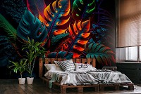 Флизелиновые фотообои 312x219 см Листья джунглей в темно-зеленом цвете (14669VEXXL)+клей