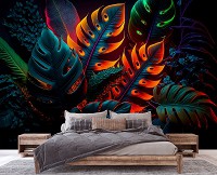 Флизелиновые фотообои красивые 416x254 см Листья джунглей в темно-зеленом цвете (14669VEXXXL)+клей