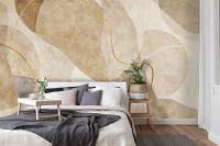 Флизелиновые фотообои в интерьере 416x254 см Геометрическая абстракция в коричневых тонах (14675VEXXXL) +клей