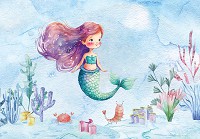Флизелиновые детские фотообои для девочки 416x290 см Радостная русалочка на морском дне (14682VEXXXXL) +клей - вид 1 миниатюра