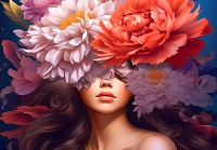 Флизелиновые фотообои 416x290 см Цветы на фоне лица девушки (14687VEXXXXL) +клей - вид 1 миниатюра