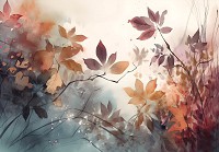 Флизелиновые фотообои 520x318 см Осенние листья на светлом фоне в рисованном стиле (14689VEXXXXXL) +клей - вид 1 миниатюра