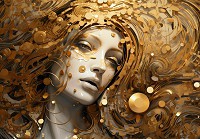 Мистецтво флізелінові 3д фотошпалери 368x254 см Фантастичне зображення дівчини в золоті візерунки (14705V8) +клей - вид 1 мініатюра