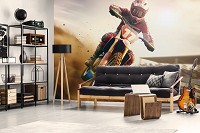 Флизелиновые детские 3д фотообои для мальчиков 254x184 см Мотоцикл в момент скорости на светлом фоне (14710V4) +клей