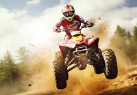 Флізелінові дитячі 3д фотошпалери для хлопчиків 368x254 см Гонщик у моменті у повітрі на квадроциклі (14711V8) +клей - вид 1 мініатюра