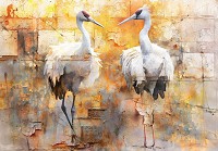 Флизелиновые фотообои с птицами 368x254 см Белые цапли на ярком фоне под штукатуркой (14714V8) +клей - вид 1 миниатюра