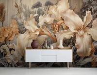 Флизелиновые фотообои на стену в интерьере 416x254 см Большие красивые цветы (14728VEXXXL) +клей