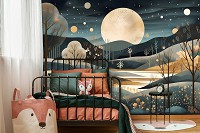 Флизелиновые фотообои искусство 368x254 см Ночной звездный пейзаж в минималистическом стиле (14729V8) +клей