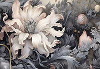 Флизелиновые фотообои на стену 460x300 см Узоры черно-белых оттенков с цветами (14732V12) +клей - вид 1 миниатюра
