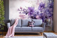 Флизелиновые фотообои 368x254 см Цветы в фиолетовых и сиреневых оттенках под акварель (14736V8) +клей