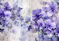 Флизелиновые фотообои в интерьере 416x254 см Фиолетовые оттенки цветов на сером фоне (14752VEXXXL) +клей - вид 1 миниатюра
