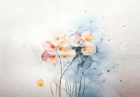 Флизелиновые фотообои цветы 416x254 см Нежно желтые листья на синем фоне (14762VEXXXL) +клей - вид 1 миниатюра