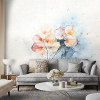 Флизелиновые фотообои на кухню 368x254 см Нежно желтые листья на синем фоне (14762V8) +клей