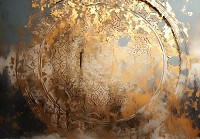 Флізелінові фотошпалери 416x254 см Золота вінтажна мандалана на сірий фон (14765VEXXXL) +клей - вид 1 мініатюра