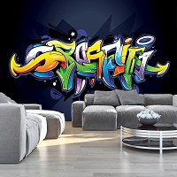 Флізелінові фотошпалери з написом 520x318 см Барвисті графіті на темно-синій (1509VEXXXXXL) +клей