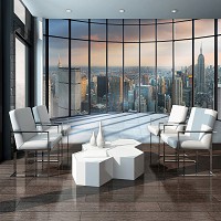 Квартира 3д фотообои в зал 254 x 184 см Вид на город Нью-Йорк (1510P4)+клей - вид 6 миниатюра