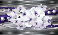 Флізелінові 3D фотошпалери 312x219 см Фіолетовий та срібний візерунок з орхідеями (1566VEXXL)+клей - вид 1 мініатюра